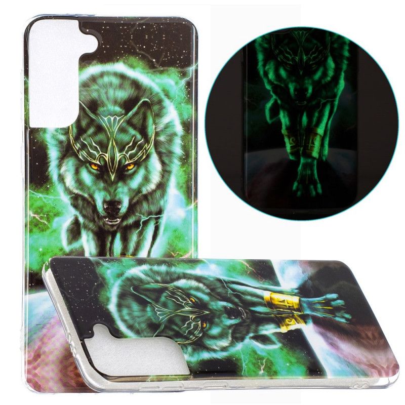 Etui Samsung Galaxy S21 Plus 5G Granatowy Czarny Fluorescencyjna Seria Wilków