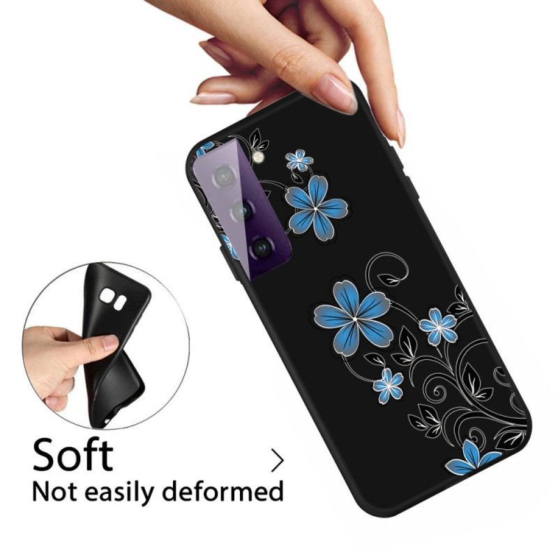 Etui Samsung Galaxy S21 Plus 5G Niebieskie Kwiaty Etui Ochronne