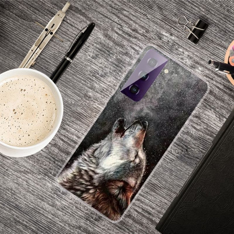 Etui Samsung Galaxy S21 Plus 5G Szary Czarny Wysublimowany Wilk