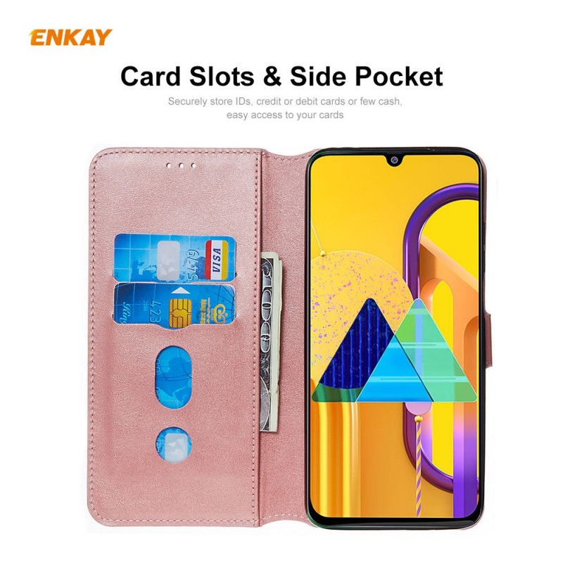 Etui Folio Samsung Galaxy M21 Czerwony Czarny Sztuczna Skóra Enkay