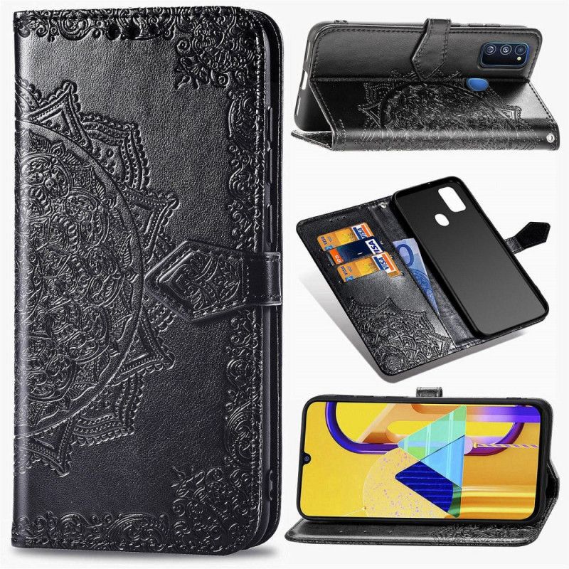 Etui Folio Samsung Galaxy M21 Szary Czarny Mandala W Średnim Wieku