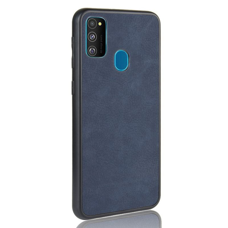 Etui Samsung Galaxy M21 Granatowy Czarny Efekt Skóry Premium