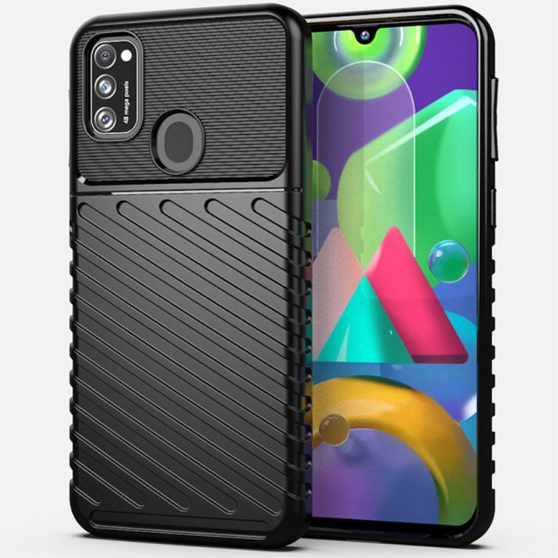 Etui Samsung Galaxy M21 Zielony Czarny Seria Grzmotów