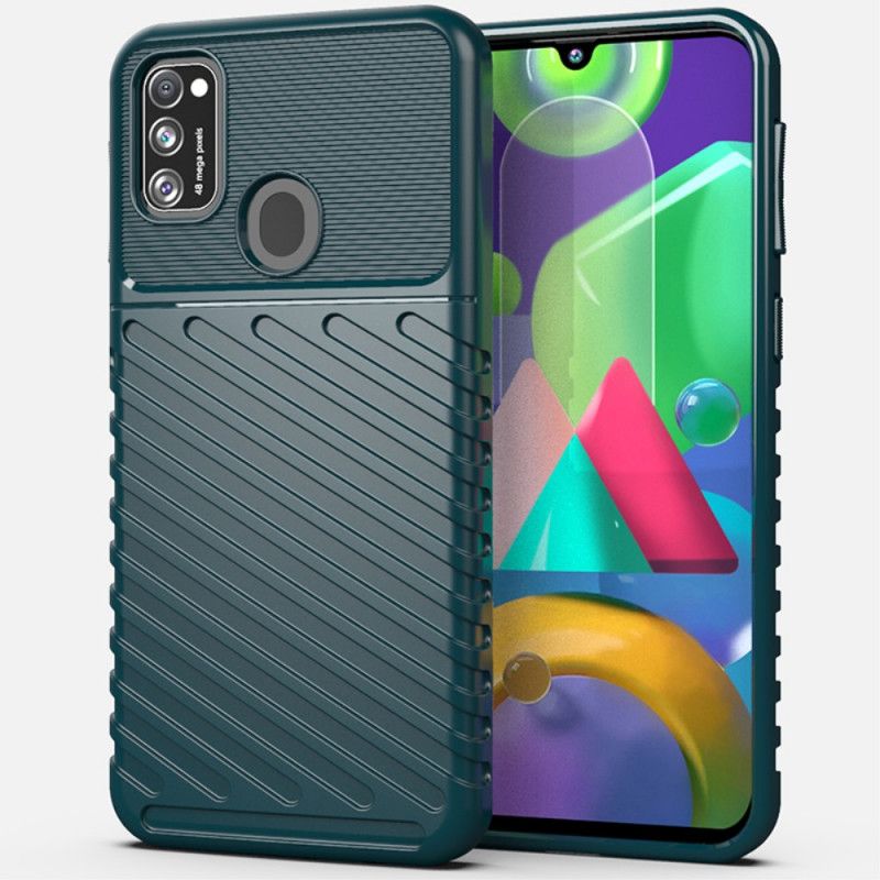 Etui Samsung Galaxy M21 Zielony Czarny Seria Grzmotów