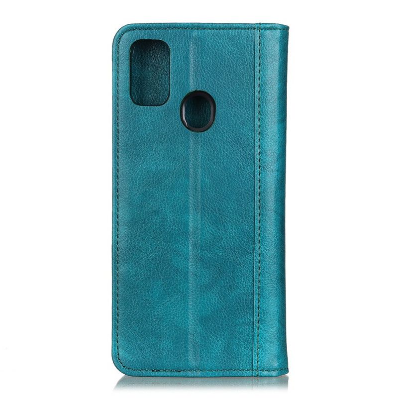 Flip Kotelot Samsung Galaxy M21 Turkusowy Czarny Etui na Telefon Urocza Dwoina Z Liczi