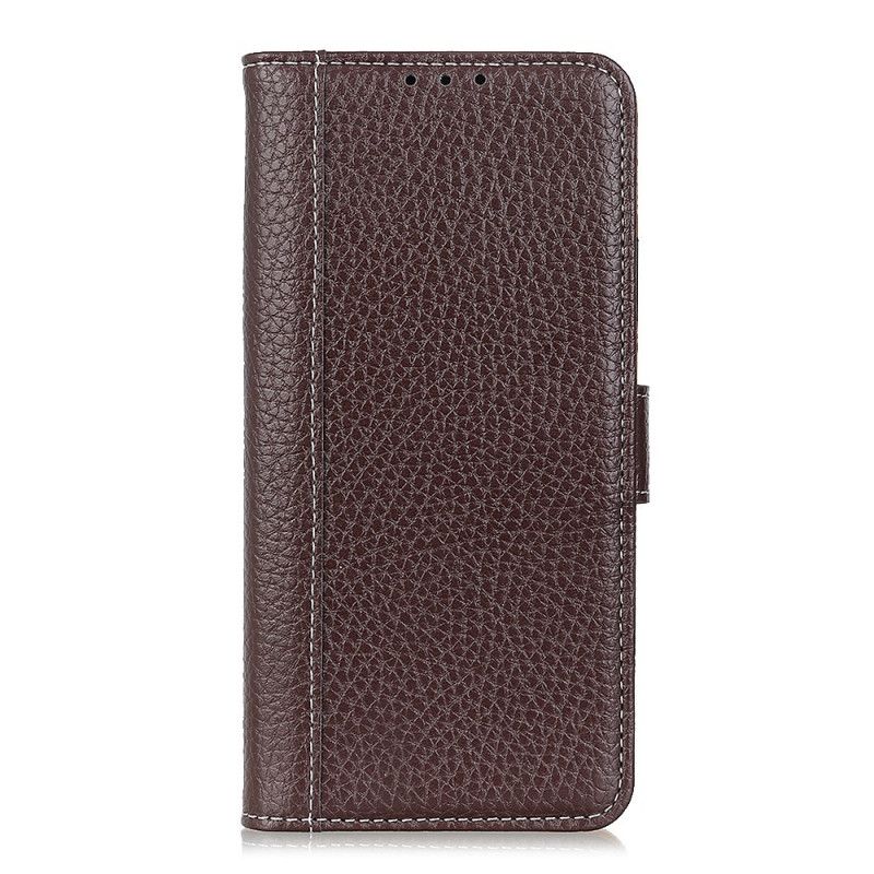 Etui Folio OnePlus 9 Czerwony Czarny Szyty Efekt Skóry Liczi Etui Ochronne