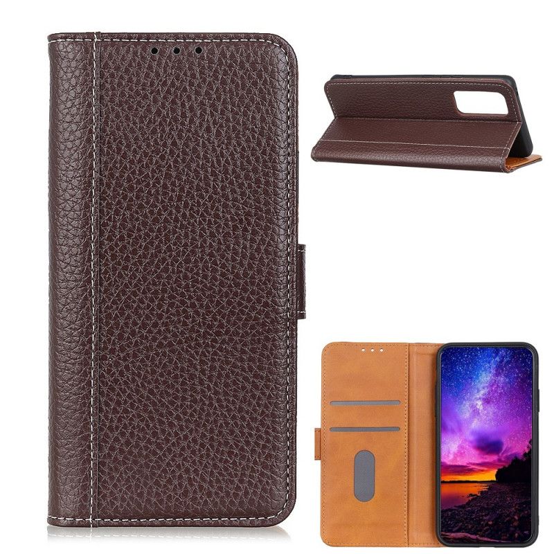 Etui Folio OnePlus 9 Czerwony Czarny Szyty Efekt Skóry Liczi Etui Ochronne