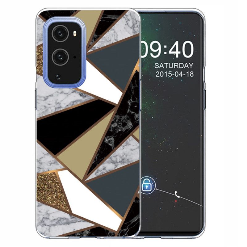 Etui OnePlus 9 Biały Czarny Geometryczny Marmur