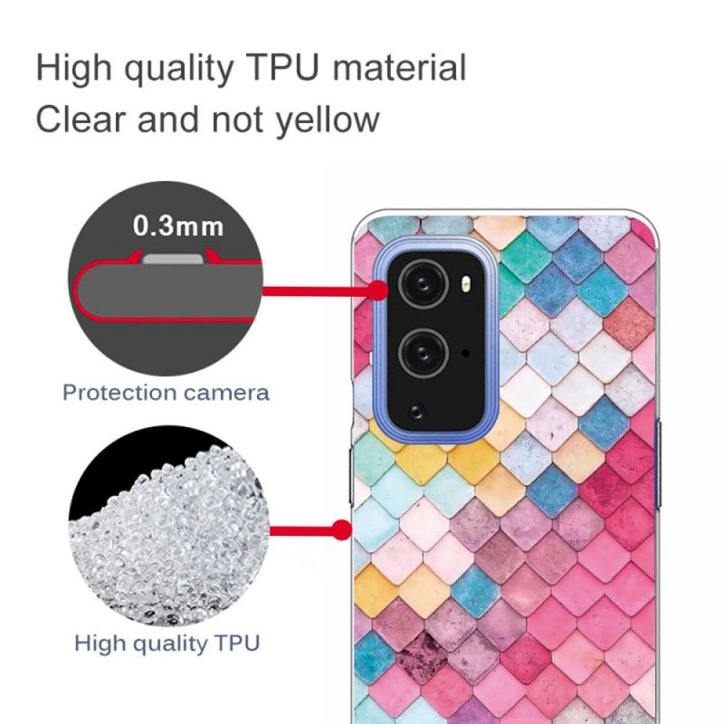 Etui OnePlus 9 Ciemnoczerwony Różowy Malowanie