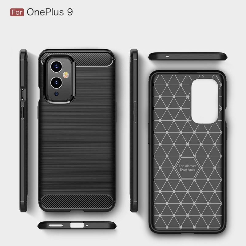 Etui OnePlus 9 Czerwony Czarny Szczotkowane Włókno Węglowe Etui Ochronne