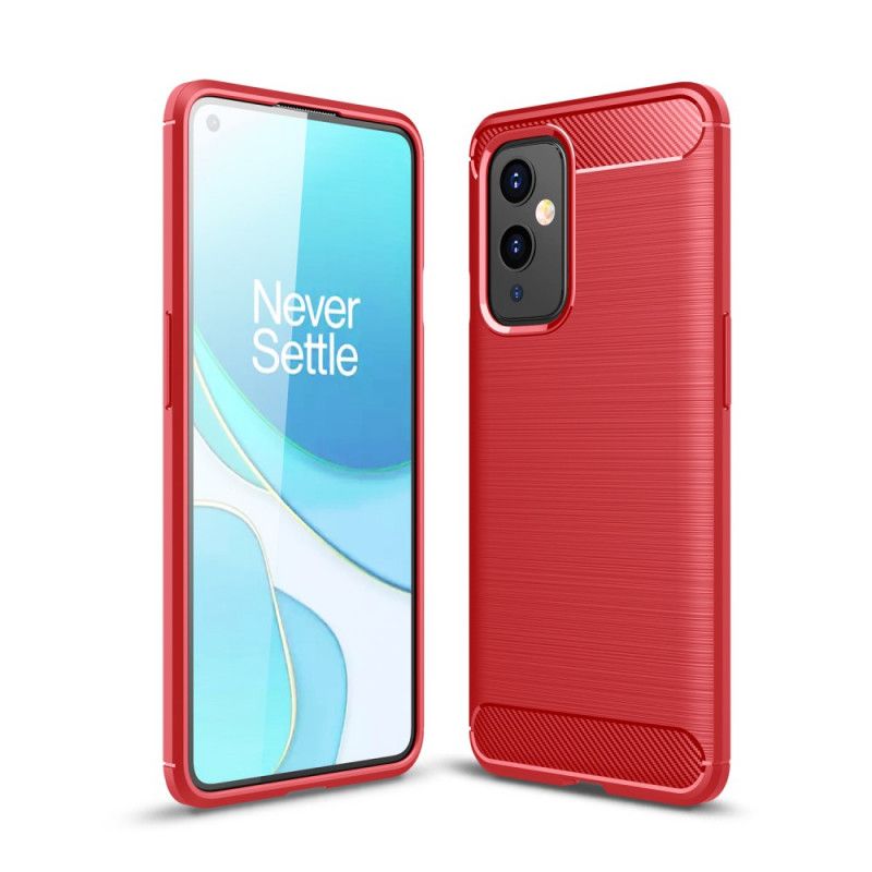 Etui OnePlus 9 Czerwony Czarny Szczotkowane Włókno Węglowe Etui Ochronne