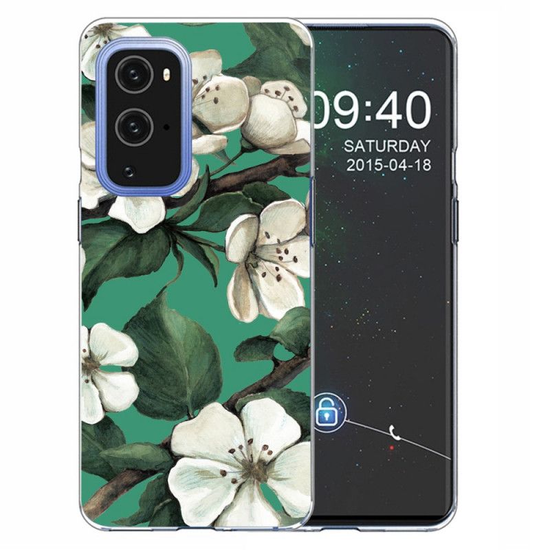 Etui OnePlus 9 Pomalowane Białe Kwiaty