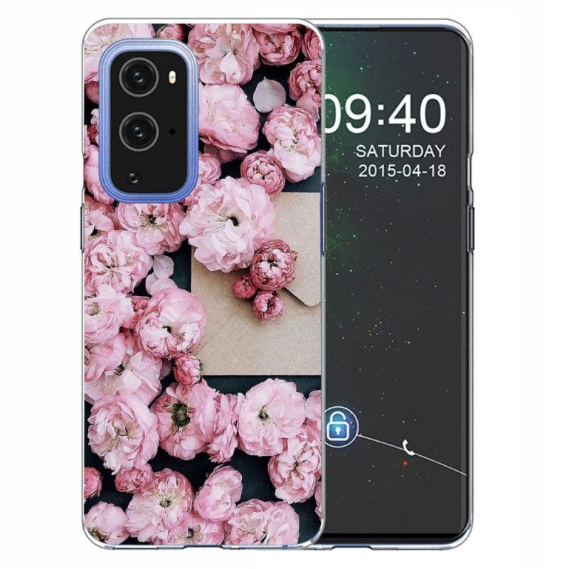 Etui OnePlus 9 Różowy Czerwony Intensywne Kwiaty