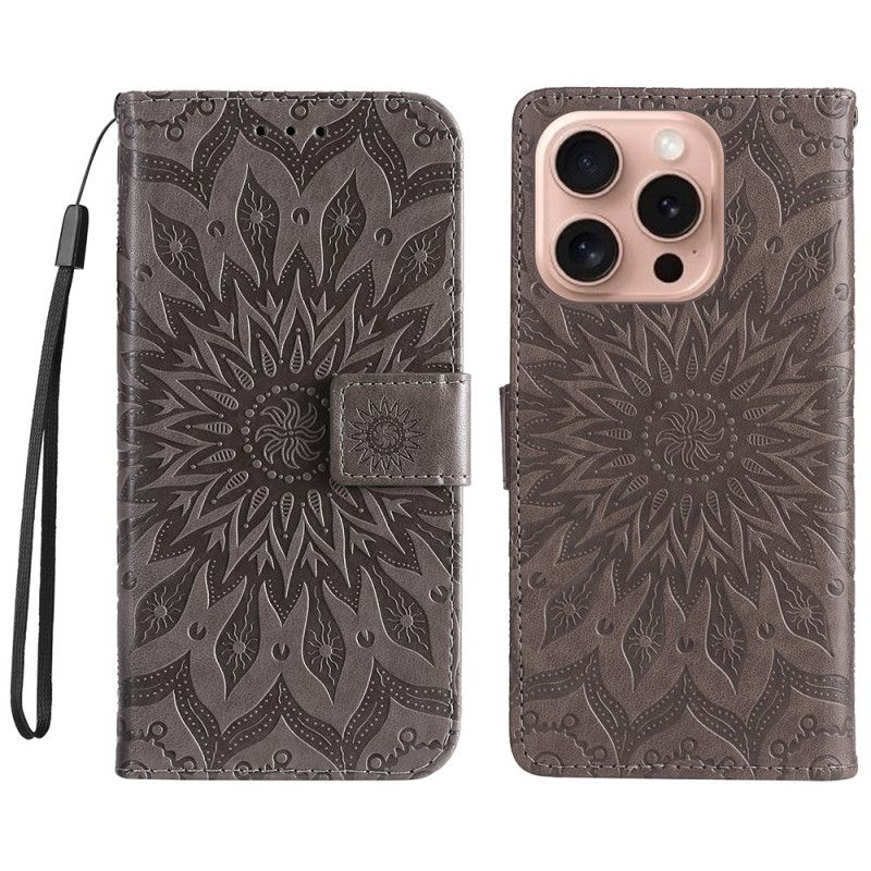 Etui Folio Do iPhone 16 Pro Mandala Ze Smyczą