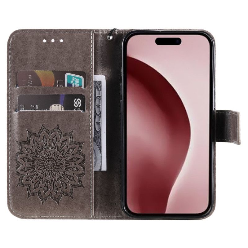 Etui Folio Do iPhone 16 Pro Mandala Ze Smyczą