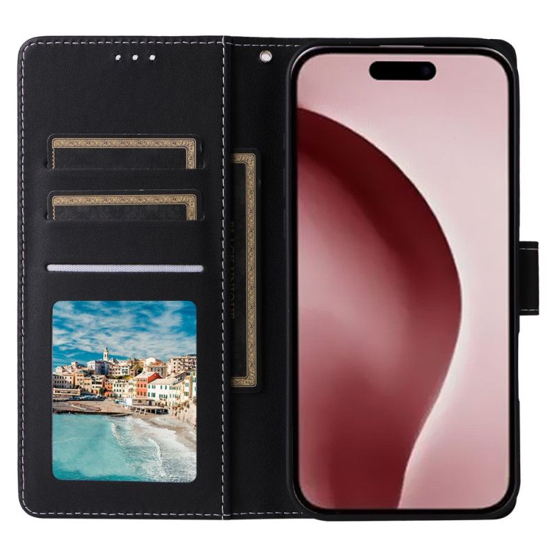 Etui Folio Do iPhone 16 Pro Marmurowy Wzór Paska