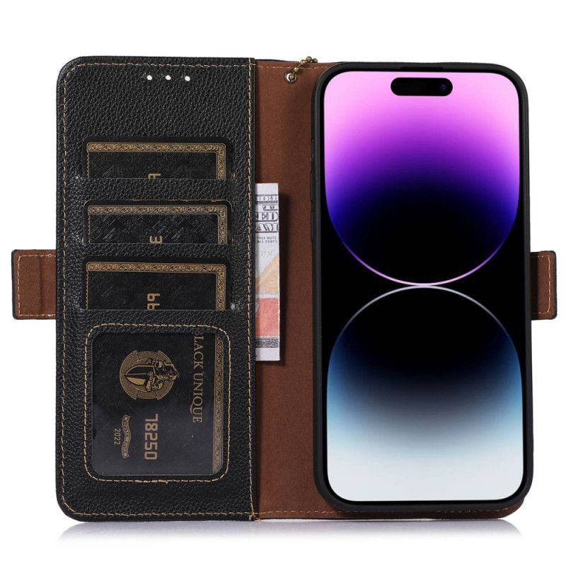 Etui Folio Do iPhone 16 Pro Skóra O Fakturze Litchi