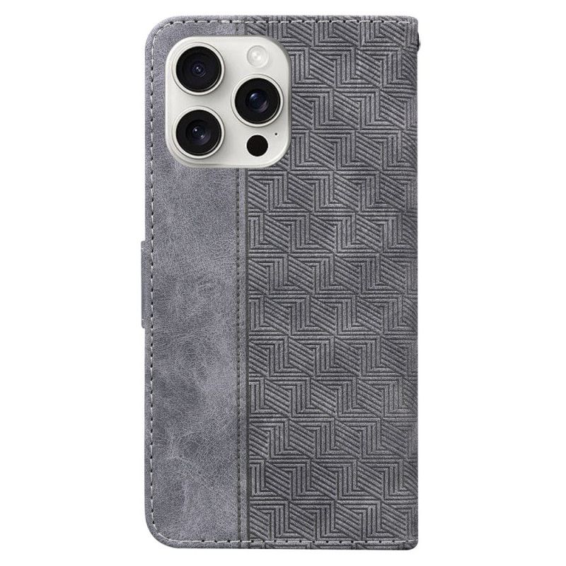 Etui Folio Do iPhone 16 Pro Tkany Wzór Na Ramiączkach