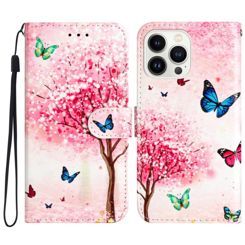 Etui Folio Do iPhone 16 Pro Wzór Kwitnącej Wiśni