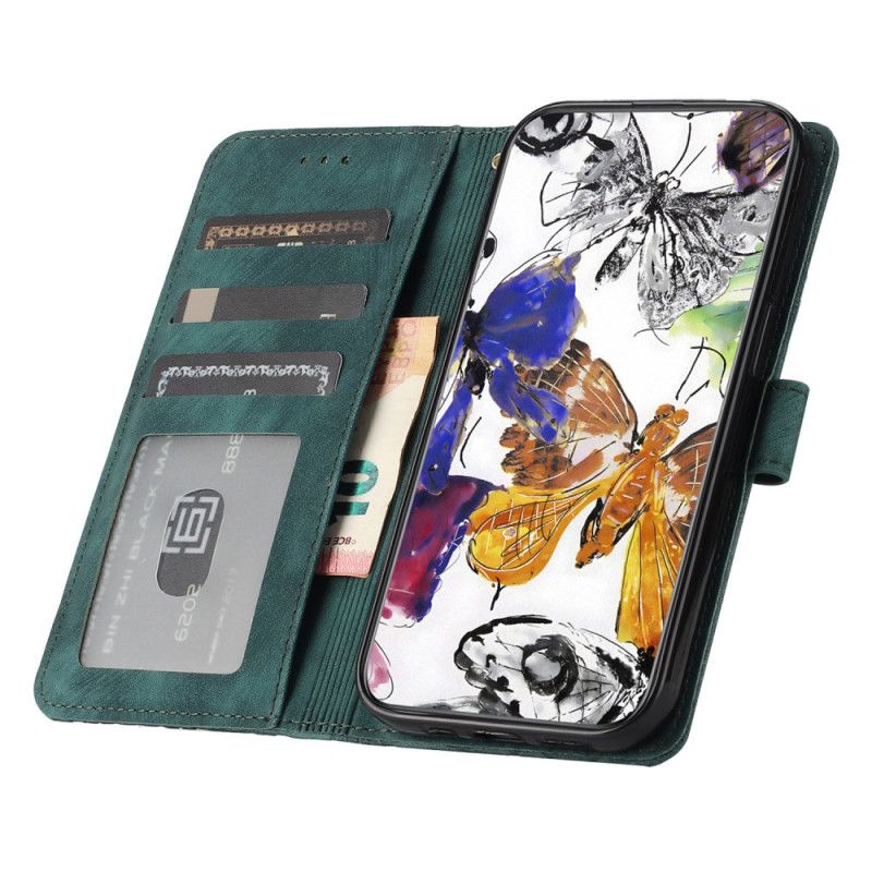 Etui Folio iPhone 16 Pro Efekt Zamszu W Kształcie Motyli