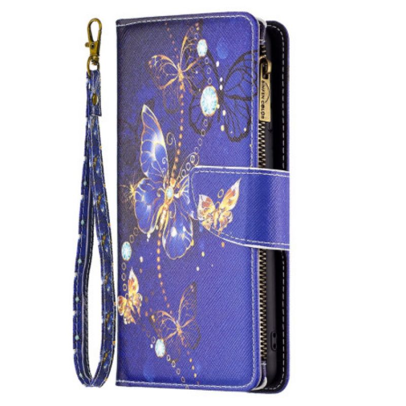 Etui Folio iPhone 16 Pro Fioletowy Portfel Z Motylami