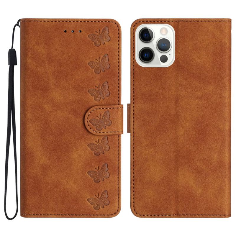 Etui Folio iPhone 16 Pro Fryz Motyli Etui Ochronne