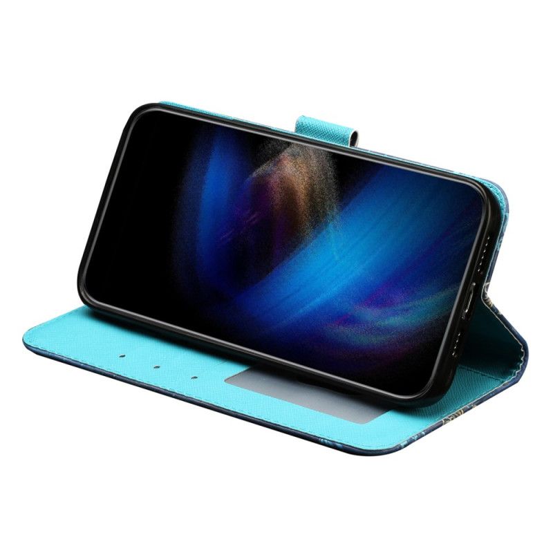 Etui Folio iPhone 16 Pro Gwiaździste Niebo Z Paskiem Etui Ochronne