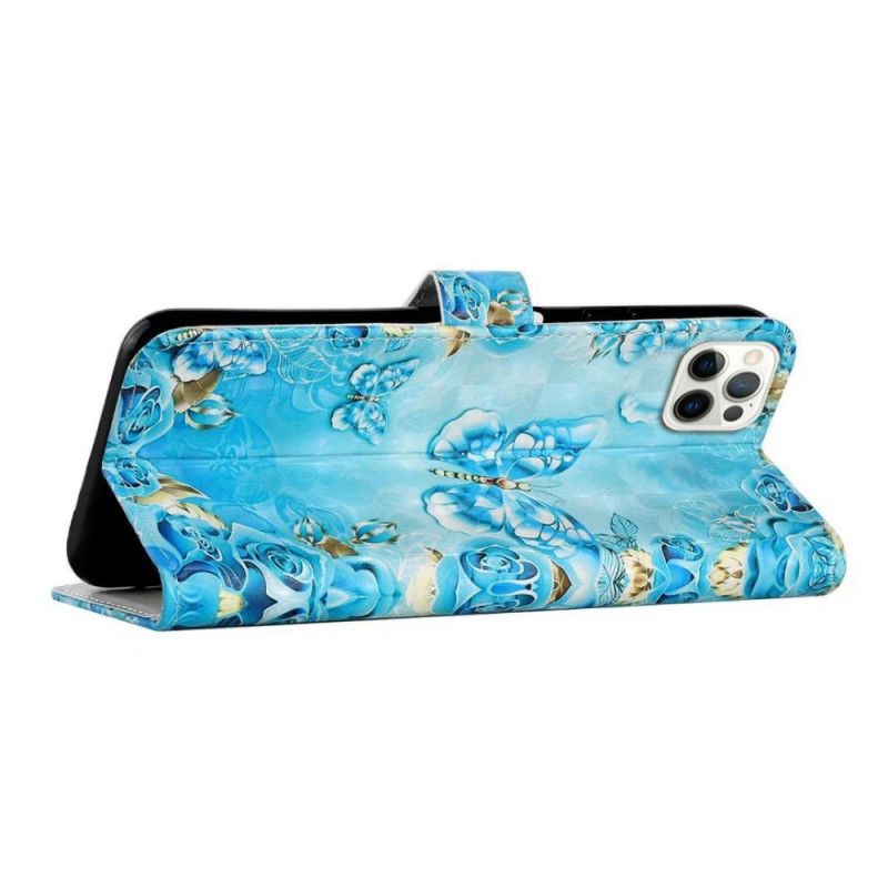 Etui Folio iPhone 16 Pro Niebieskie Motyle