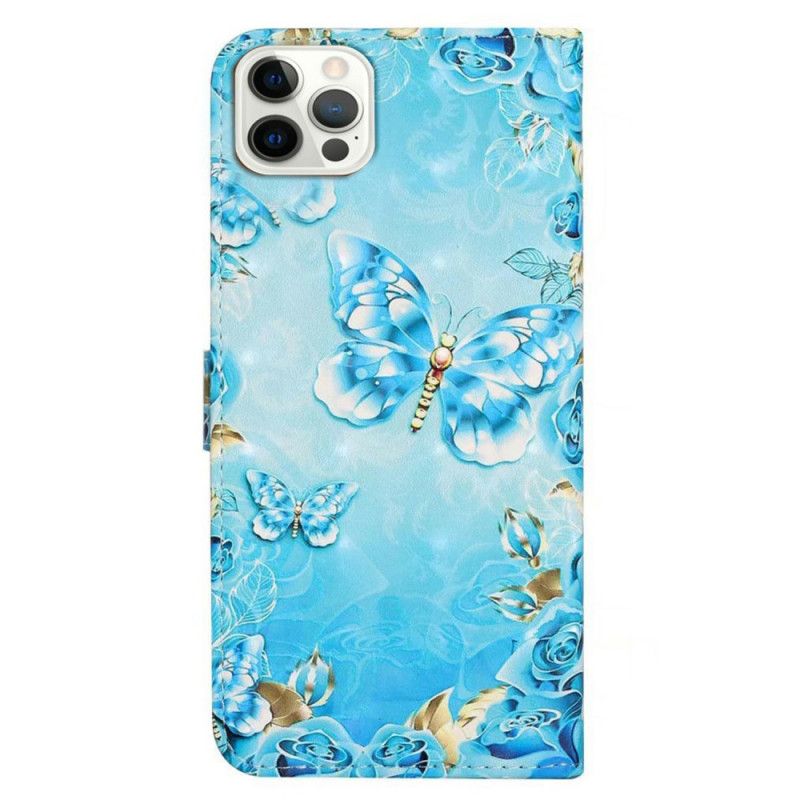 Etui Folio iPhone 16 Pro Niebieskie Motyle