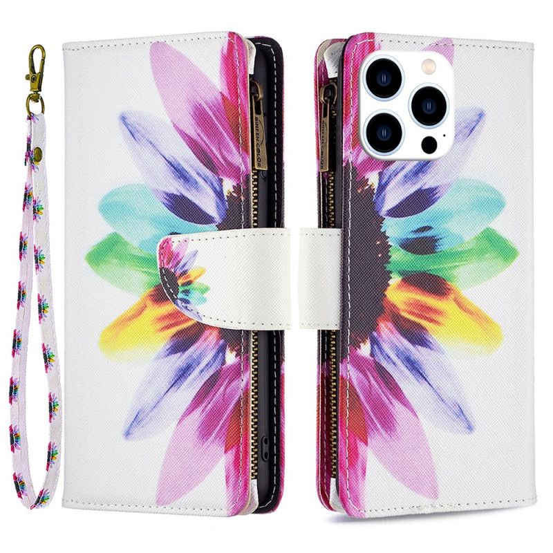 Etui Folio iPhone 16 Pro Portfel Z Akwarelowymi Kwiatami