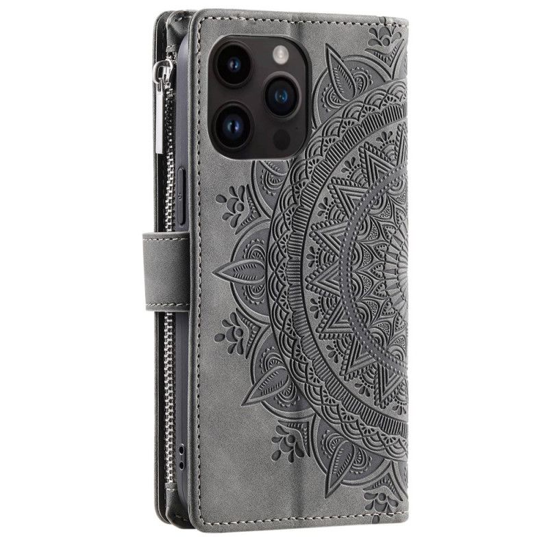 Etui Folio iPhone 16 Pro Portfel Z Efektem Zamszu W Kształcie Mandali Etui Ochronne