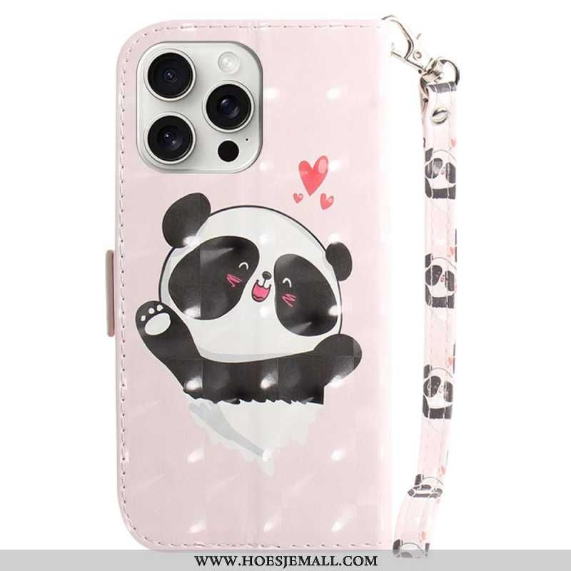 Obudowa iPhone 16 Pro Etui Na Telefon Miłość Panda Z Paskiem