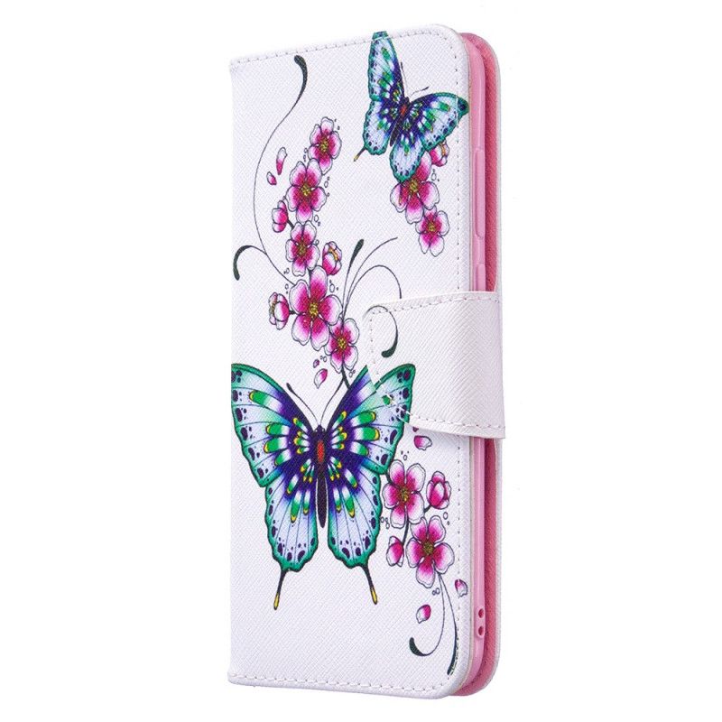 Etui Folio Samsung Galaxy M11 Ciemnoniebieski Magenta Królowie Motyli