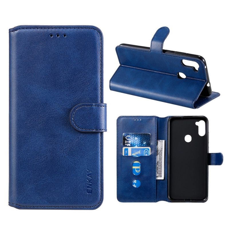 Etui Folio Samsung Galaxy M11 Czerwony Czarny Imitacja Skóry Enkay