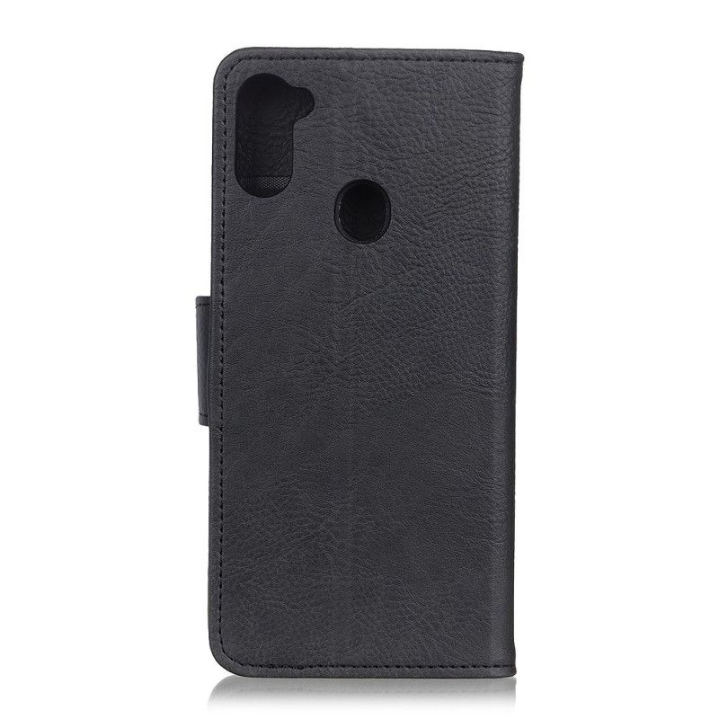 Etui Folio Samsung Galaxy M11 Czerwony Czarny Prosta Imitacja Skóry Liczi Etui Ochronne