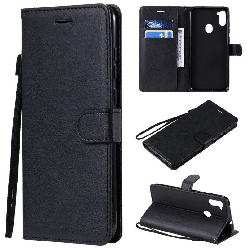 Etui Folio Samsung Galaxy M11 Czerwony Czarny Standardowa Sztuczna Skóra Etui Ochronne