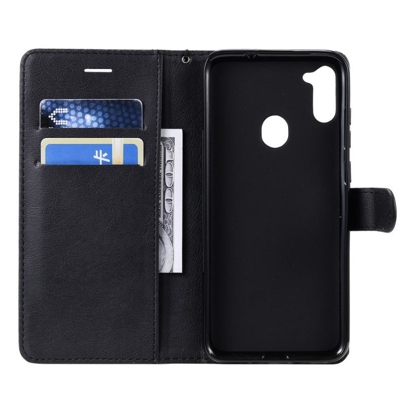 Etui Folio Samsung Galaxy M11 Czerwony Czarny Standardowa Sztuczna Skóra Etui Ochronne