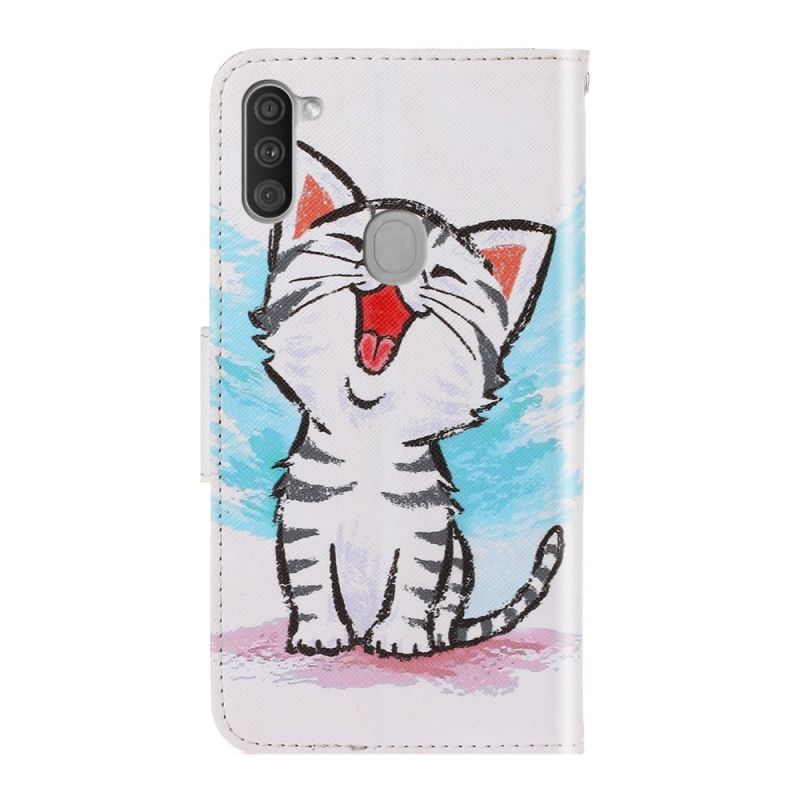 Etui Folio Samsung Galaxy M11 Kolorowy Kotek Ze Stringami Etui Ochronne