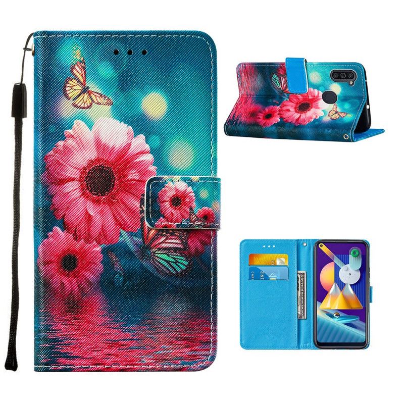 Etui Folio Samsung Galaxy M11 Kwiaty I Motyle Etui Ochronne