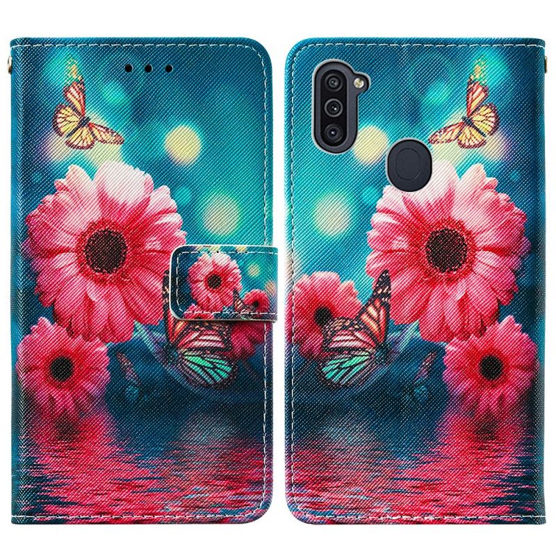 Etui Folio Samsung Galaxy M11 Kwiaty I Motyle Etui Ochronne