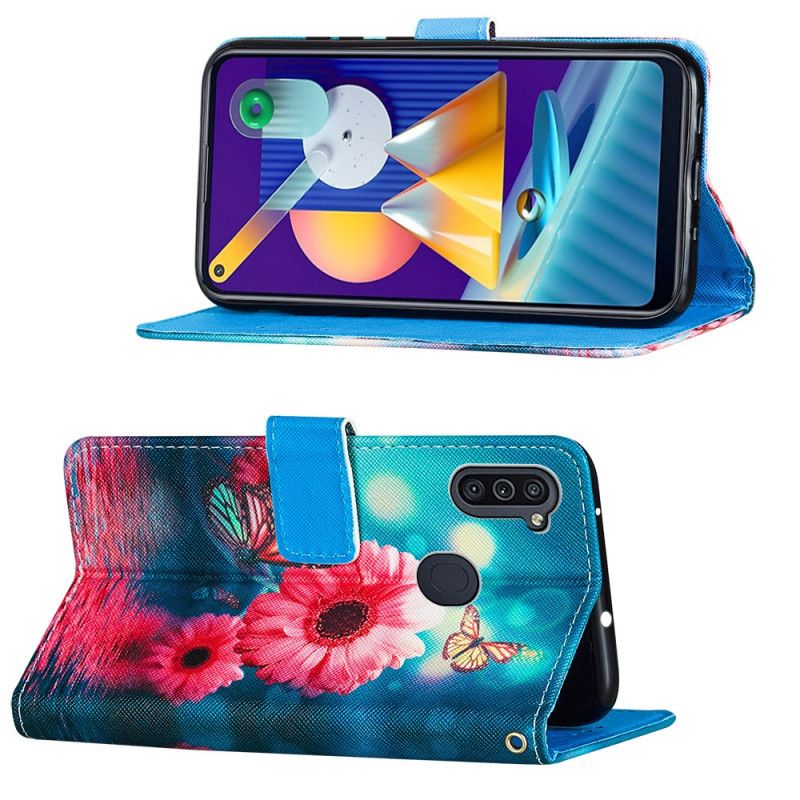 Etui Folio Samsung Galaxy M11 Kwiaty I Motyle Etui Ochronne