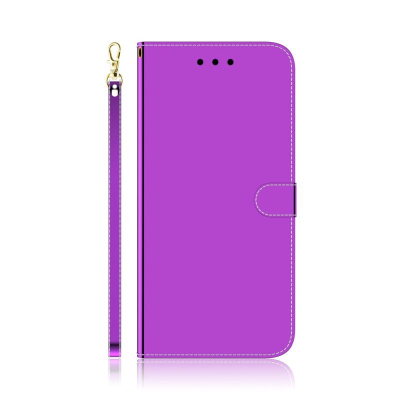 Etui Folio Samsung Galaxy M11 Magenta Czarny Osłona Lusterka Z Imitacji Skóry