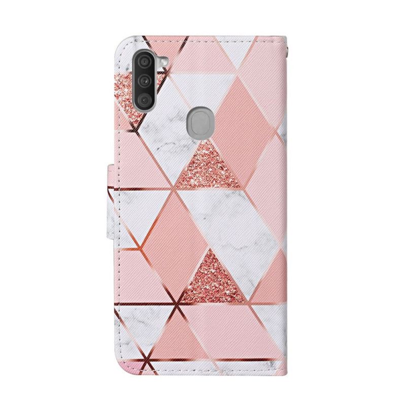 Etui Folio Samsung Galaxy M11 Marmur I Cekiny Z Paskiem Etui Ochronne