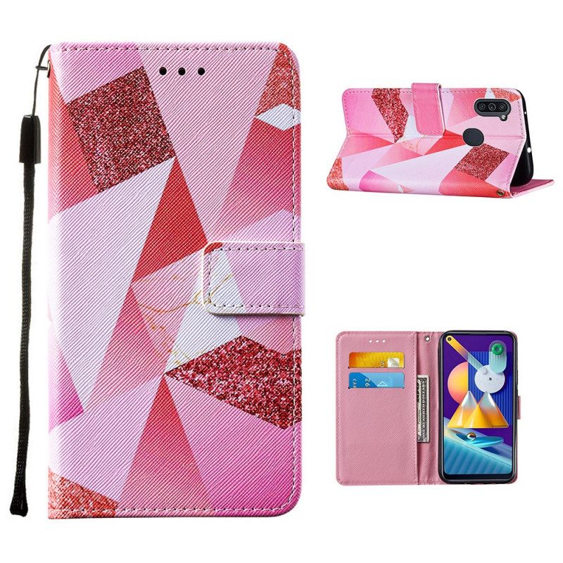 Etui Folio Samsung Galaxy M11 Różowa Grafika