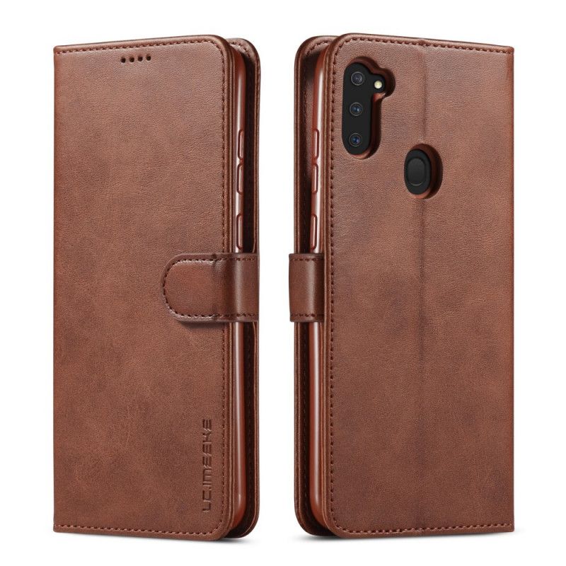 Etui Folio Samsung Galaxy M11 Szary Czarny Efekt Skóry Lcimeeke