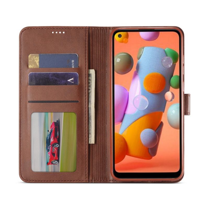 Etui Folio Samsung Galaxy M11 Szary Czarny Efekt Skóry Lcimeeke