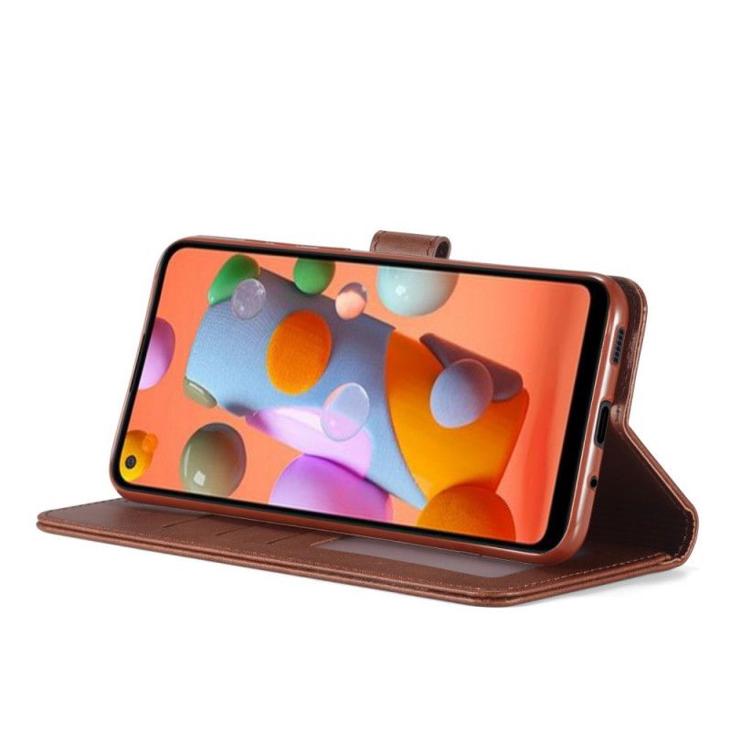 Etui Folio Samsung Galaxy M11 Szary Czarny Efekt Skóry Lcimeeke