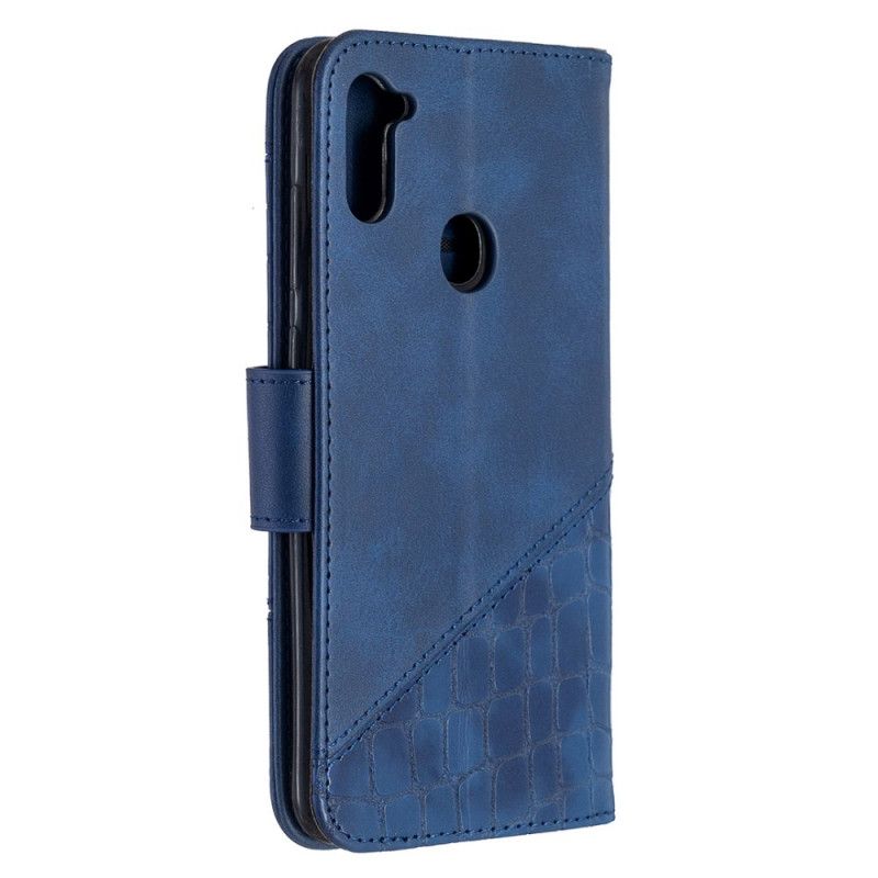 Etui Folio Samsung Galaxy M11 Szary Czarny Klasyczny Efekt Skóry Krokodyla Etui Ochronne