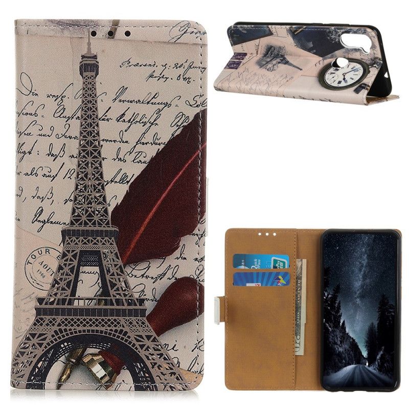 Etui Folio Samsung Galaxy M11 Wieża Eiffla Poety