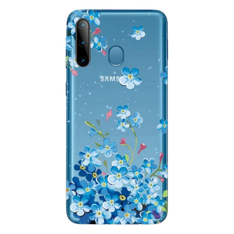 Etui Samsung Galaxy M11 Niebieskie Kwiaty